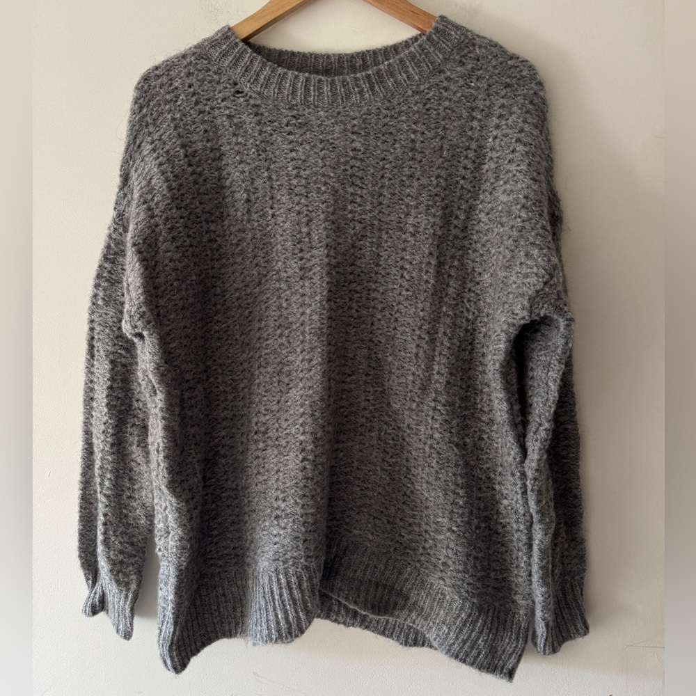 BDG Women's‎ Grey Wool Blend Chunky Knit Crewneck Sweater
